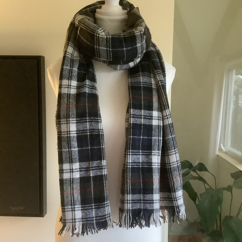 J. Crew Wool Blend Plaid Scarf/Wrap Made in Italy
